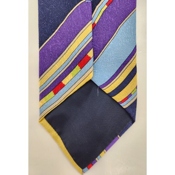 Versace V2 Mens Tie 55"x3.75" 100% Silk Vintage Stripes Made In Italy - Picture 6 of 9